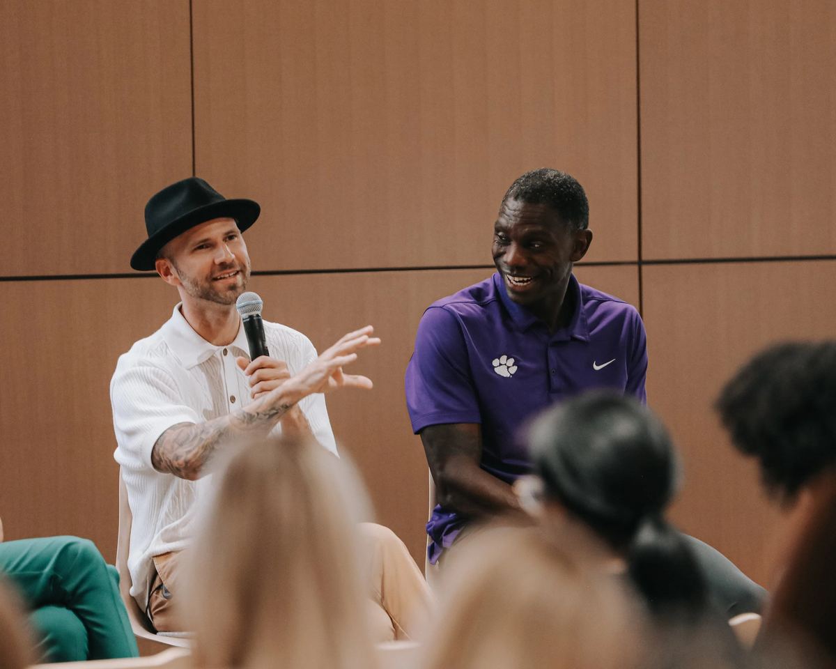 Jordan on a panel at Clemson